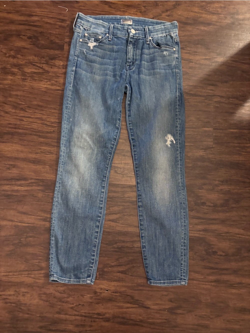 MOTHER Medium Blue Distressed Denim Jacket